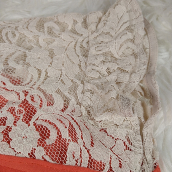 Anthro Maeve Coral Blouse with Lace Sleeves - Picture 4 of 8